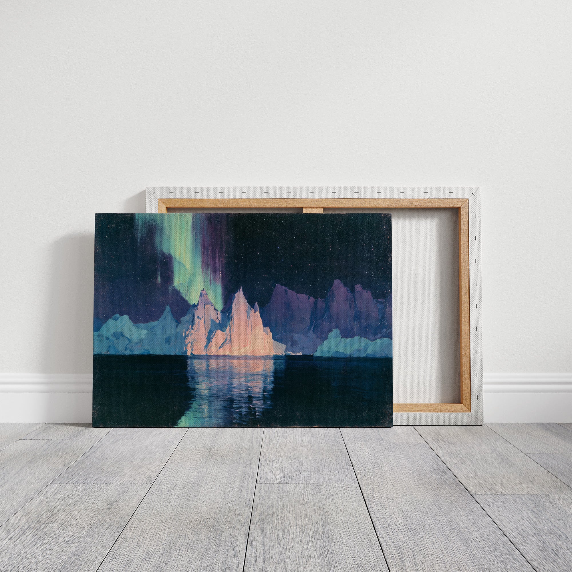Icebergs Under the Aurora