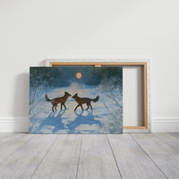 Two Foxes Under Winter Moon