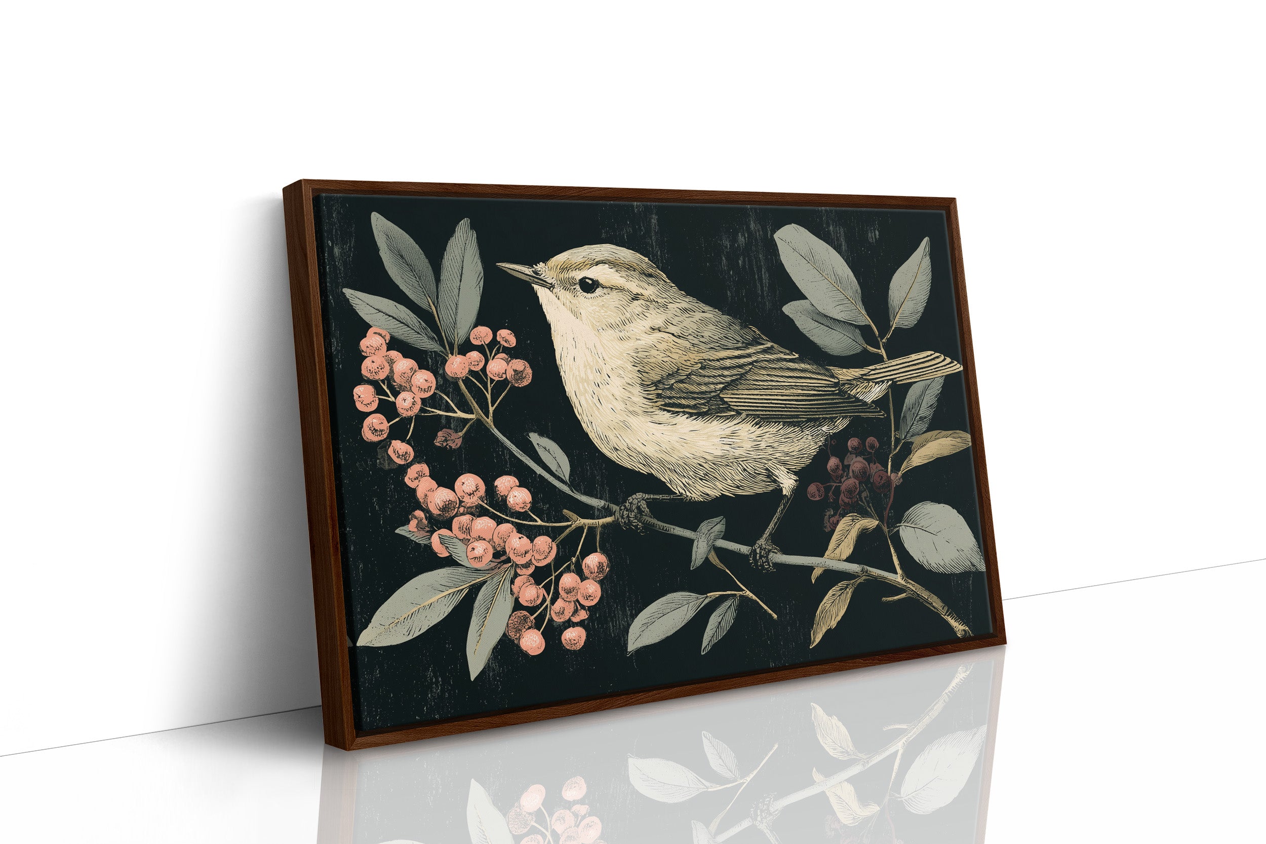 Warbler Amid Berry Branches