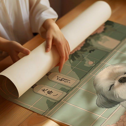 Peaceful Pup Among Pink Peonies