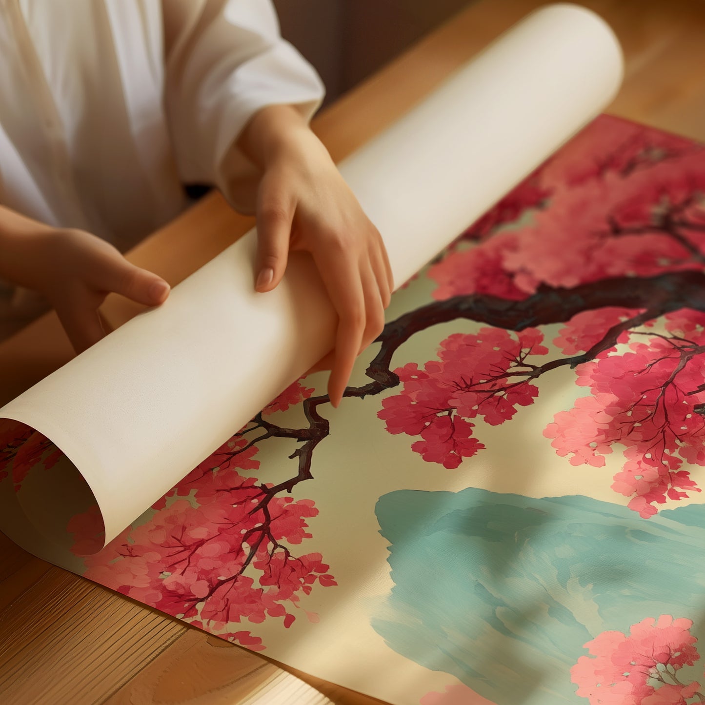 Cherry Blossoms Dance Above Mountains