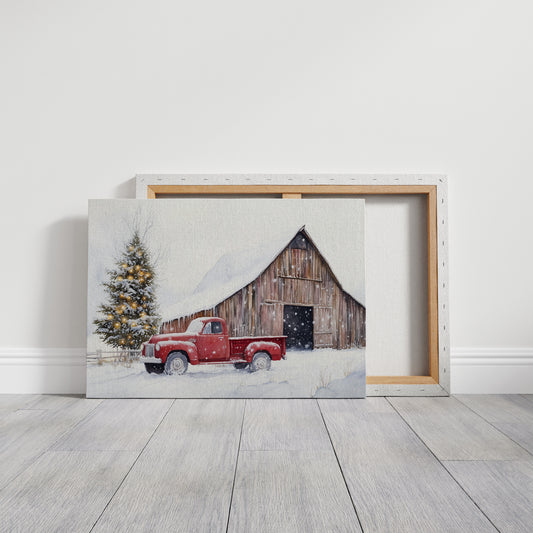 Red Pickup Brings Christmas Home