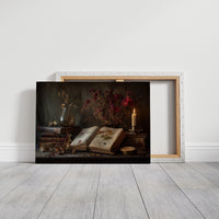 Candlelit Pages Among Pressed Flowers