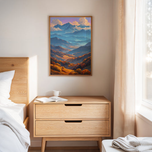 Autumn Light Cascades Through Mountains