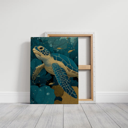 Sea Turtle Through the Reef
