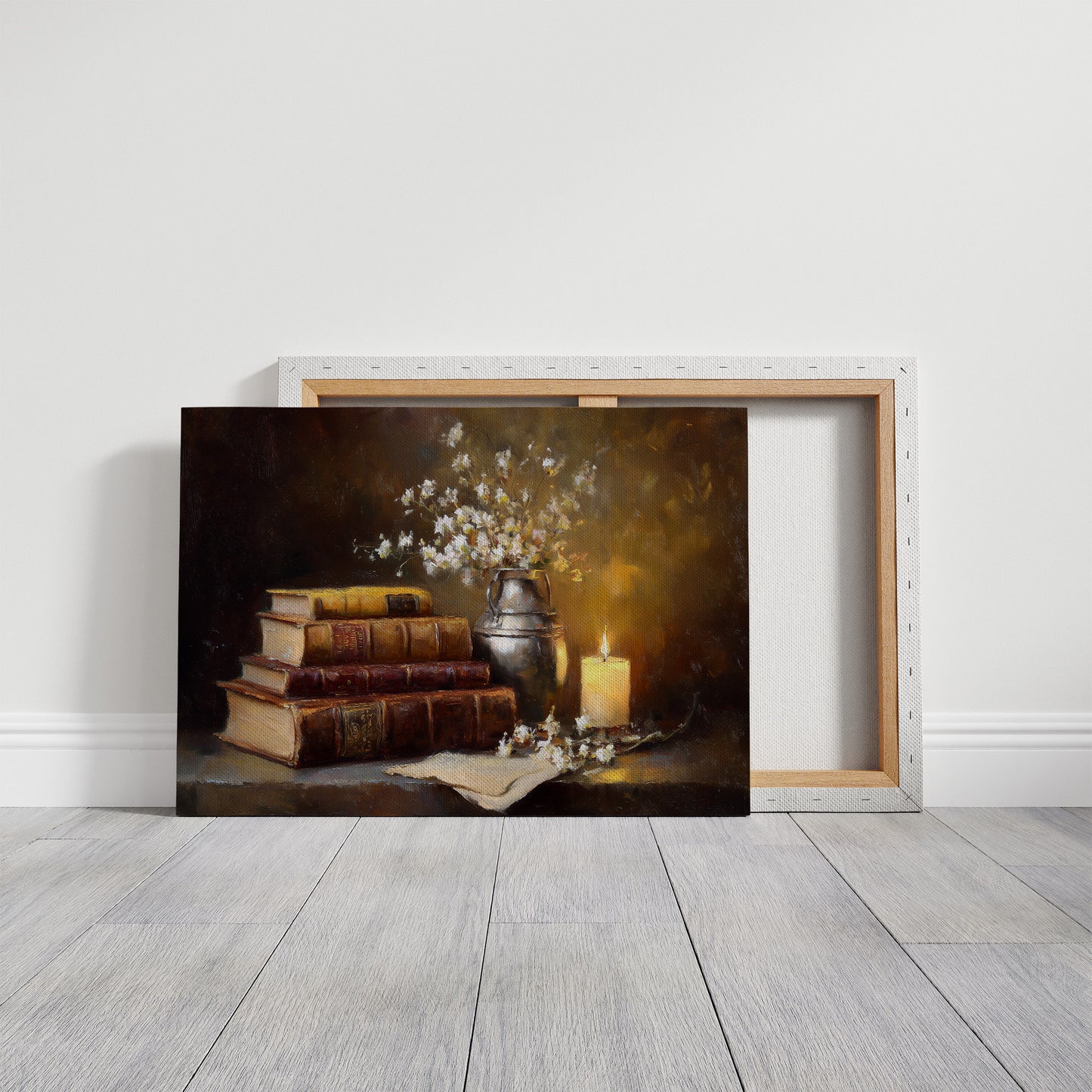 Scholar's Candlelight Among Dusty Tomes