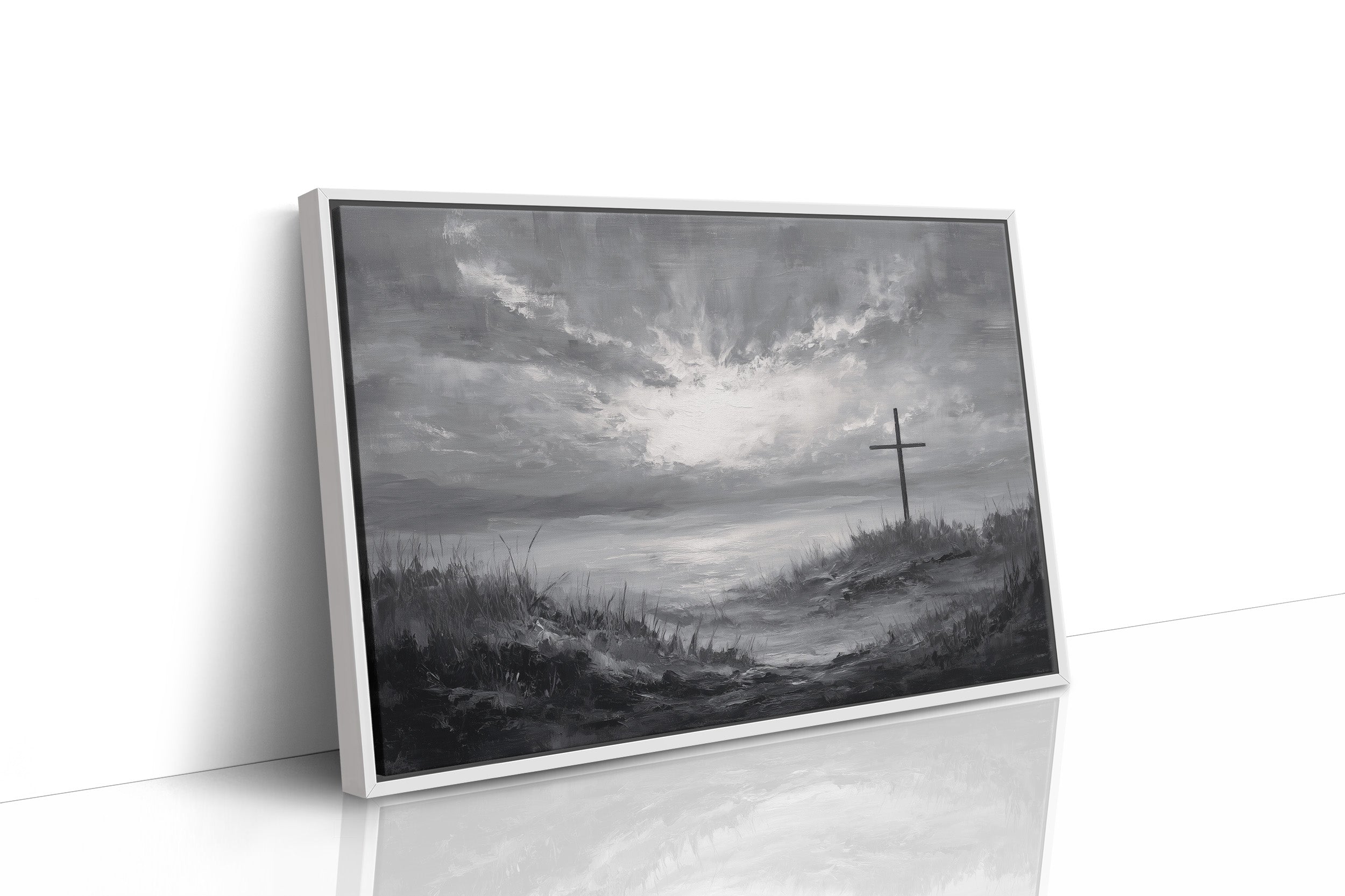 Solitary Cross Under Silver Skies
