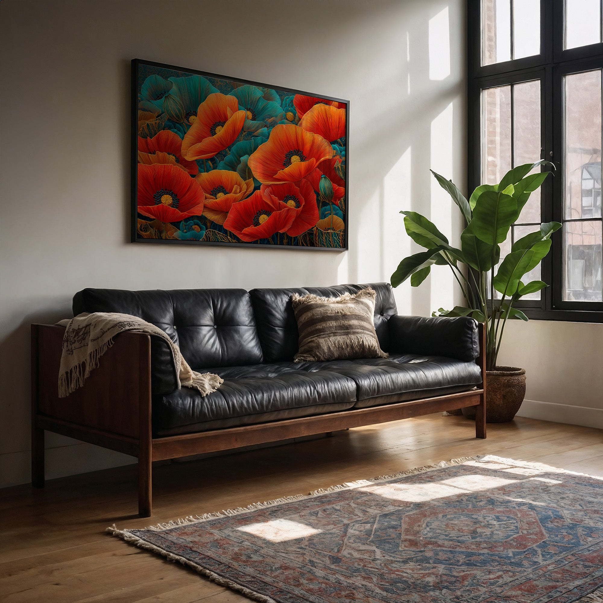 Poppies Dance In Turquoise Dreams