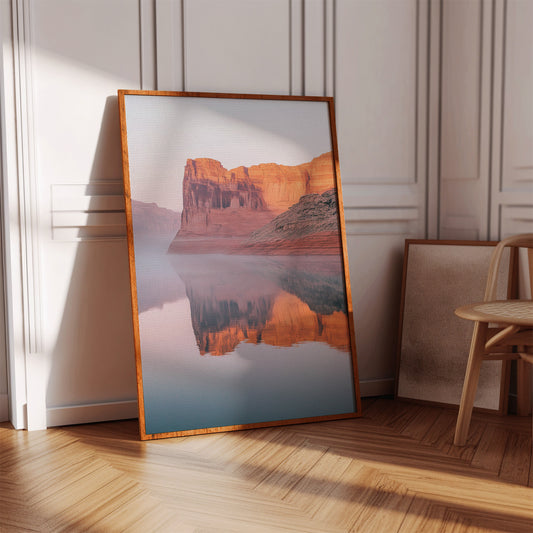 Desert Cliffs Reflected in Morning Mist