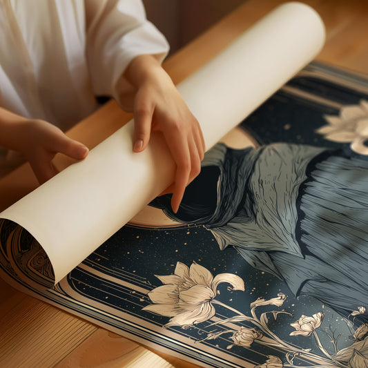 Moonlit Pilgrim Among Lotus Blossoms