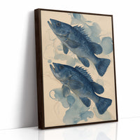 Indigo Swimmers Through Watercolor Currents