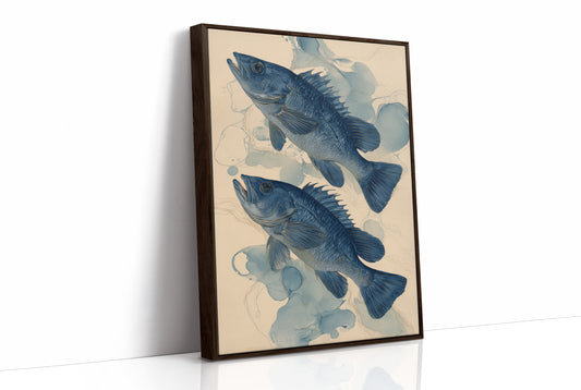 Indigo Swimmers Through Watercolor Currents