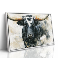 Ink Wash Longhorn Close-Up