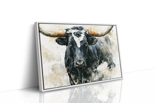 Ink Wash Longhorn Close-Up