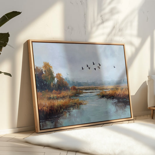 Autumn Geese Cross Silver Waters