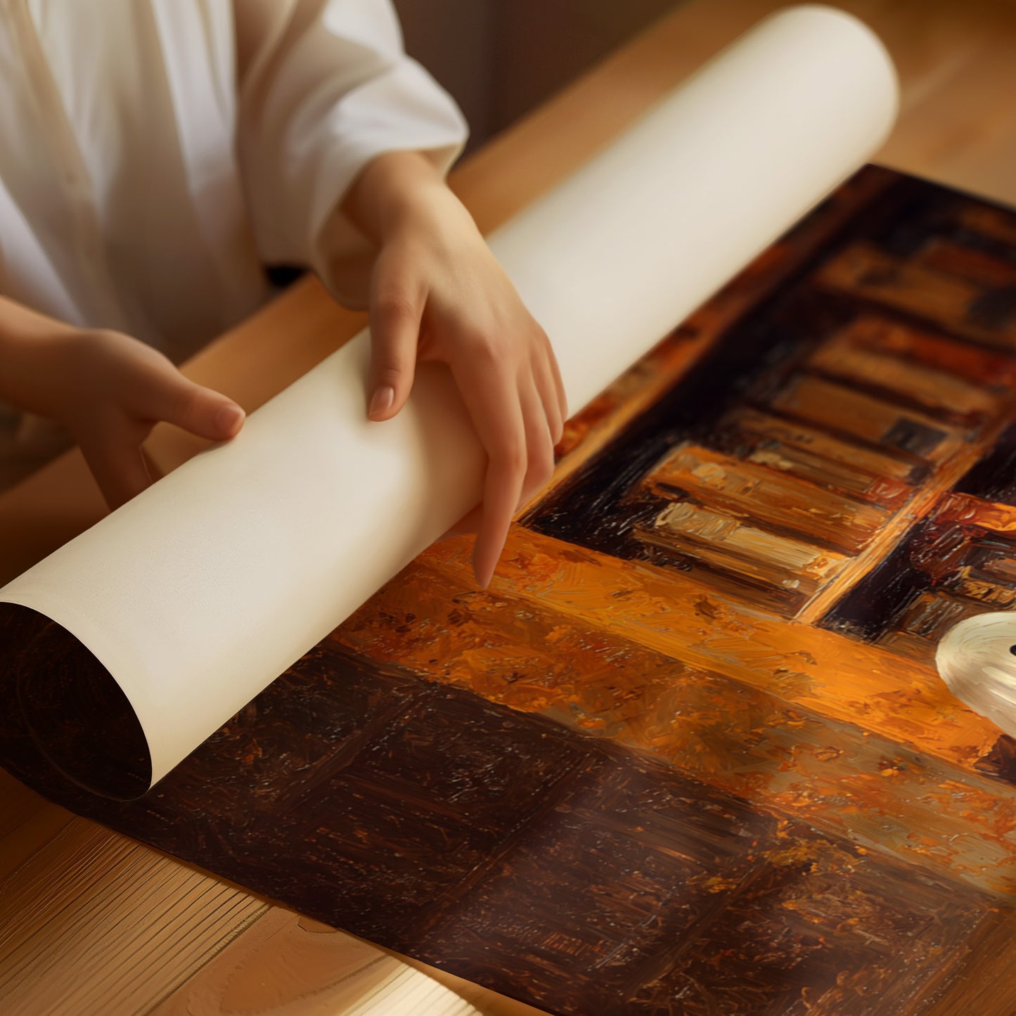 Whimsical Ghost Library Canvas Print - Enchanting Art - Matte Poster image 1