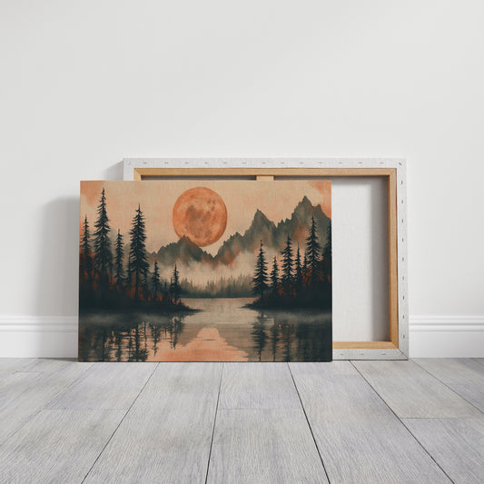 Copper Moon Bathes Mountain Lake