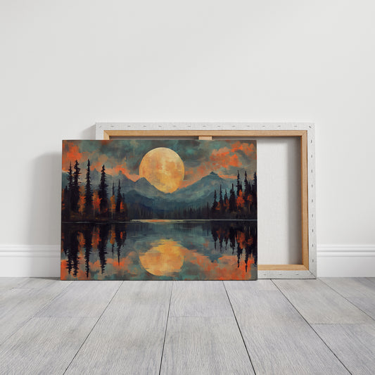 Moonlit Lake Mirrors Mountain Dreams