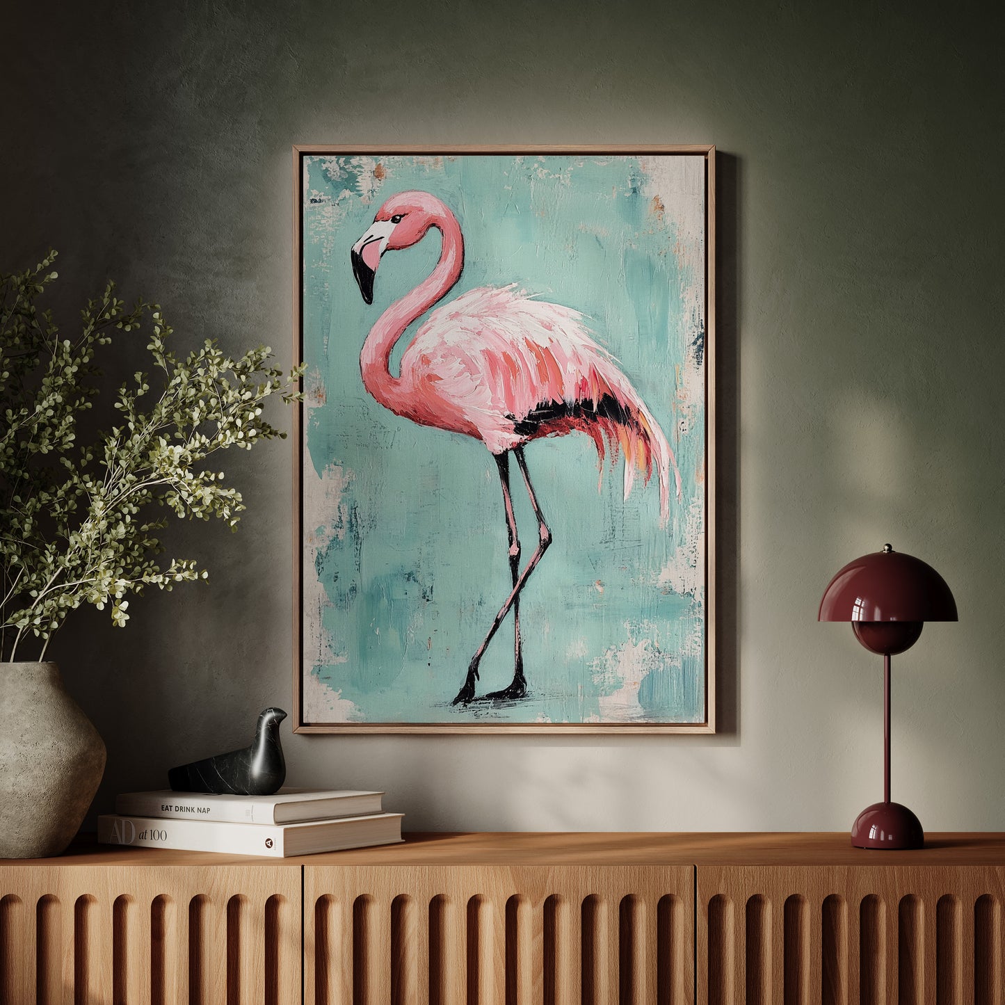 Flamingo Wall Art – Tropical Pink Bird Print, Boho Coastal Decor, Vibrant Animal Painting