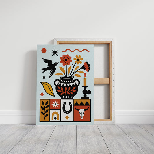 Black Vase Southwestern Folk Still Life