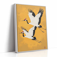 Japanese Red-Crowned Cranes – Elegant Minimalist Wall Art