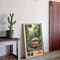 Retro Tokyo Railway Poster – Japanese Train Wall Art, Vintage Travel Print
