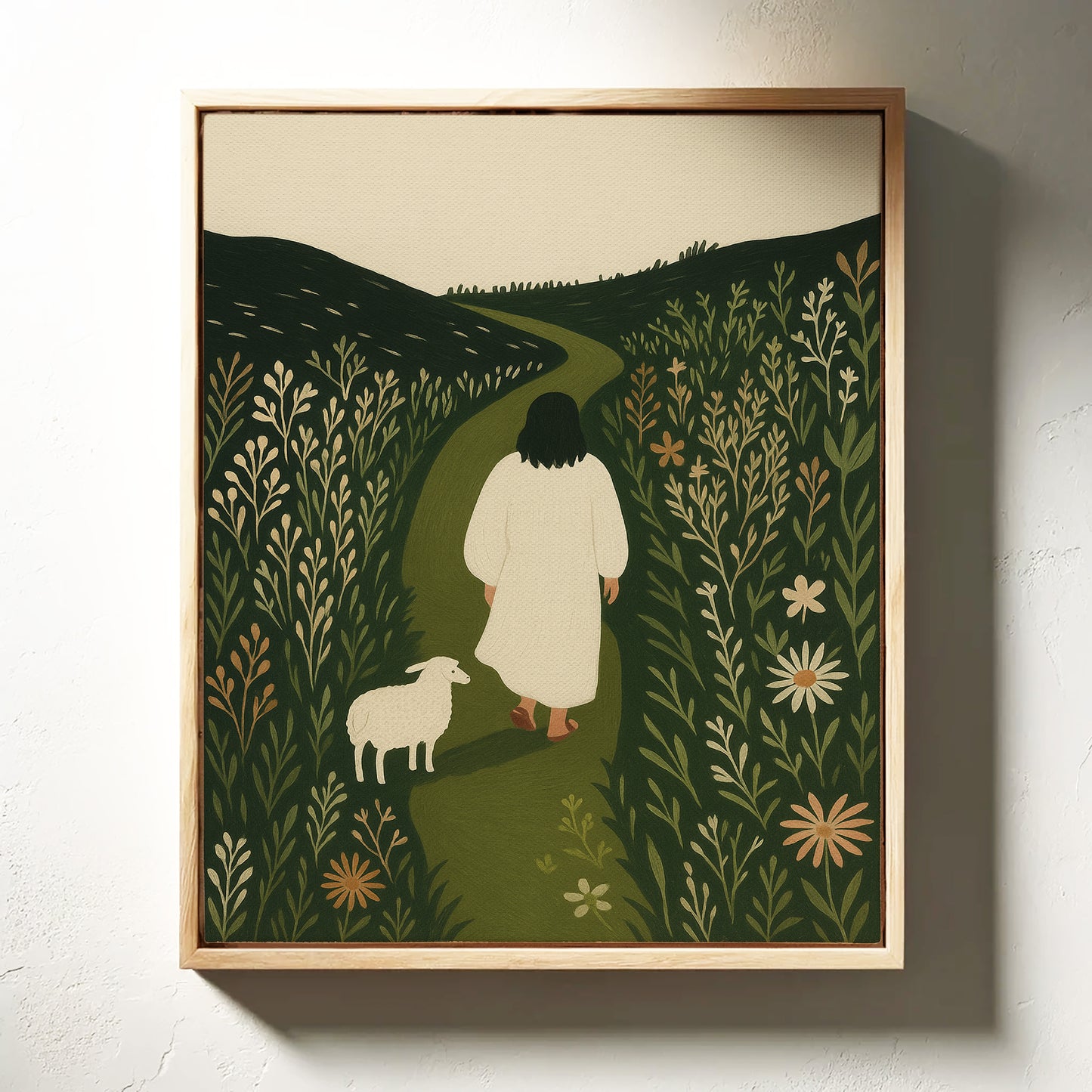 The Shepherd and the Lamb Floral Path Print