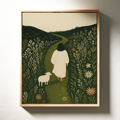 The Shepherd and the Lamb Floral Path Print