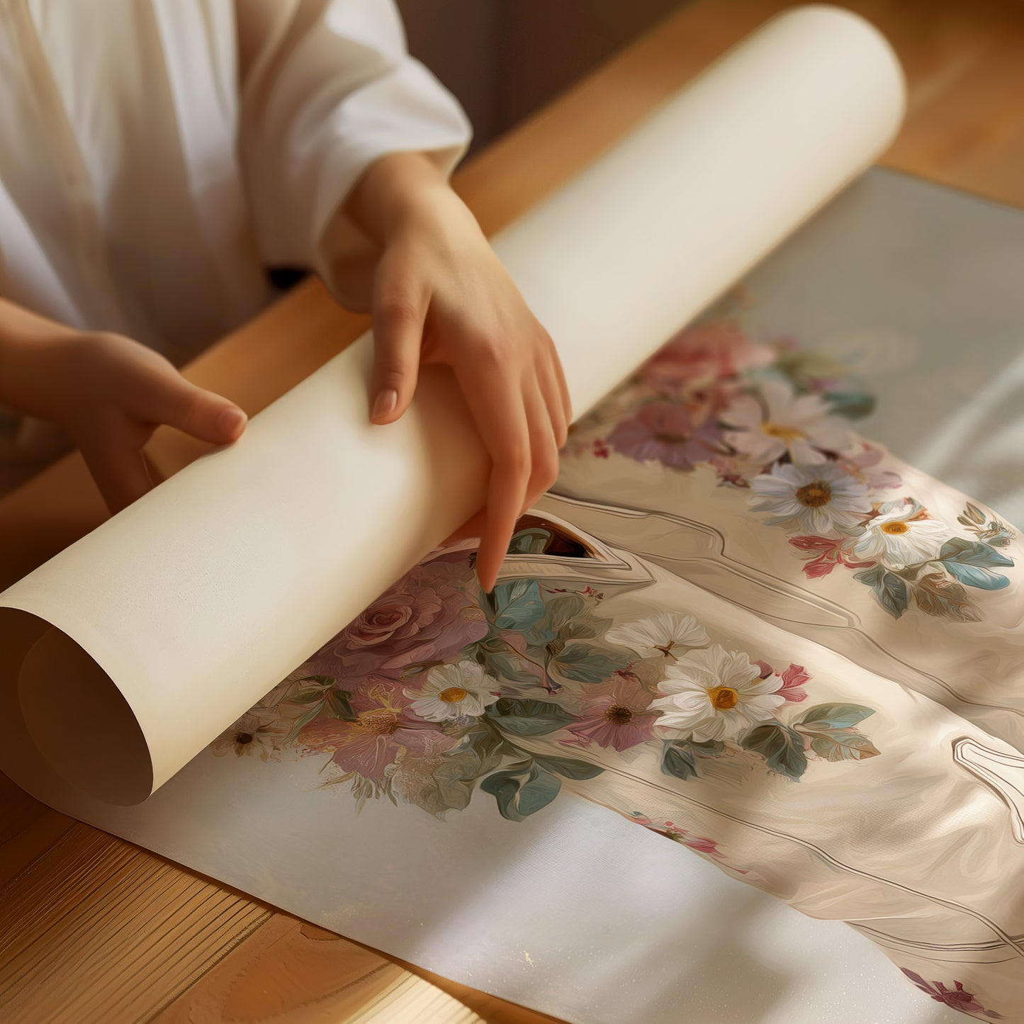 Wildflower Waltz in Ivory Leather