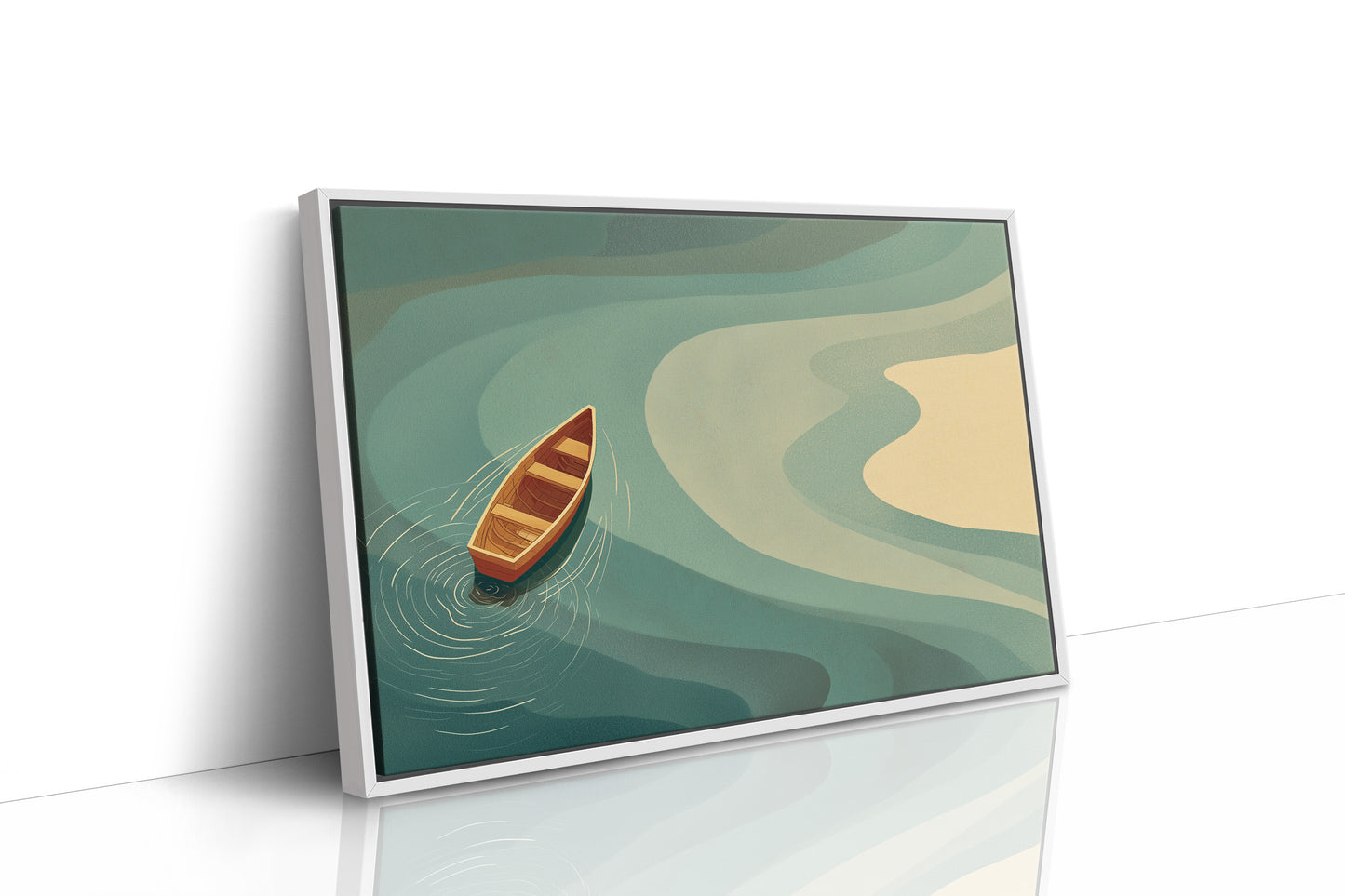 Solitary Vessel Approaches Golden Shore