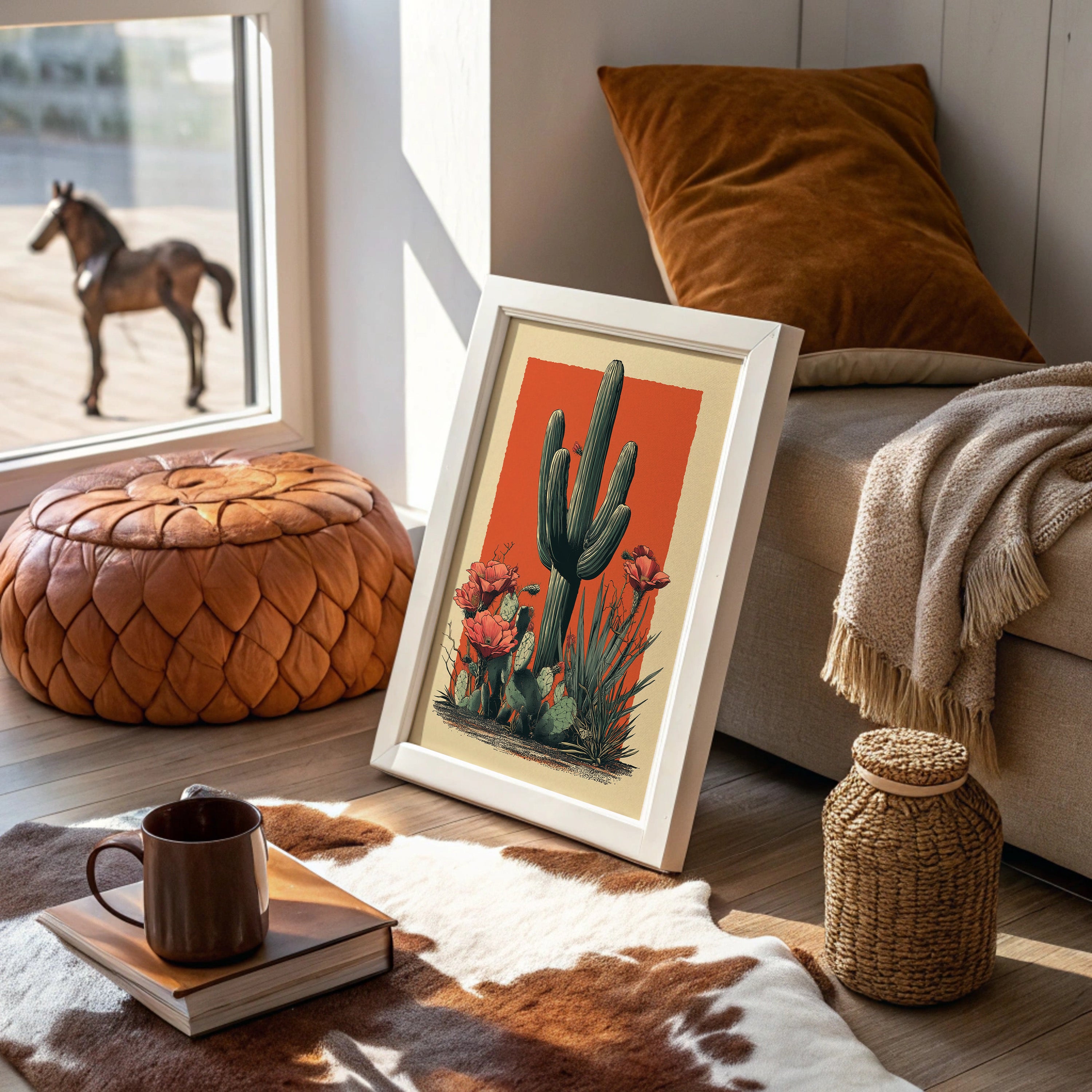 Saguaro Tales In Coral Sunset