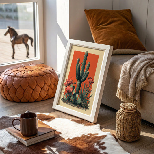 Saguaro Tales In Coral Sunset