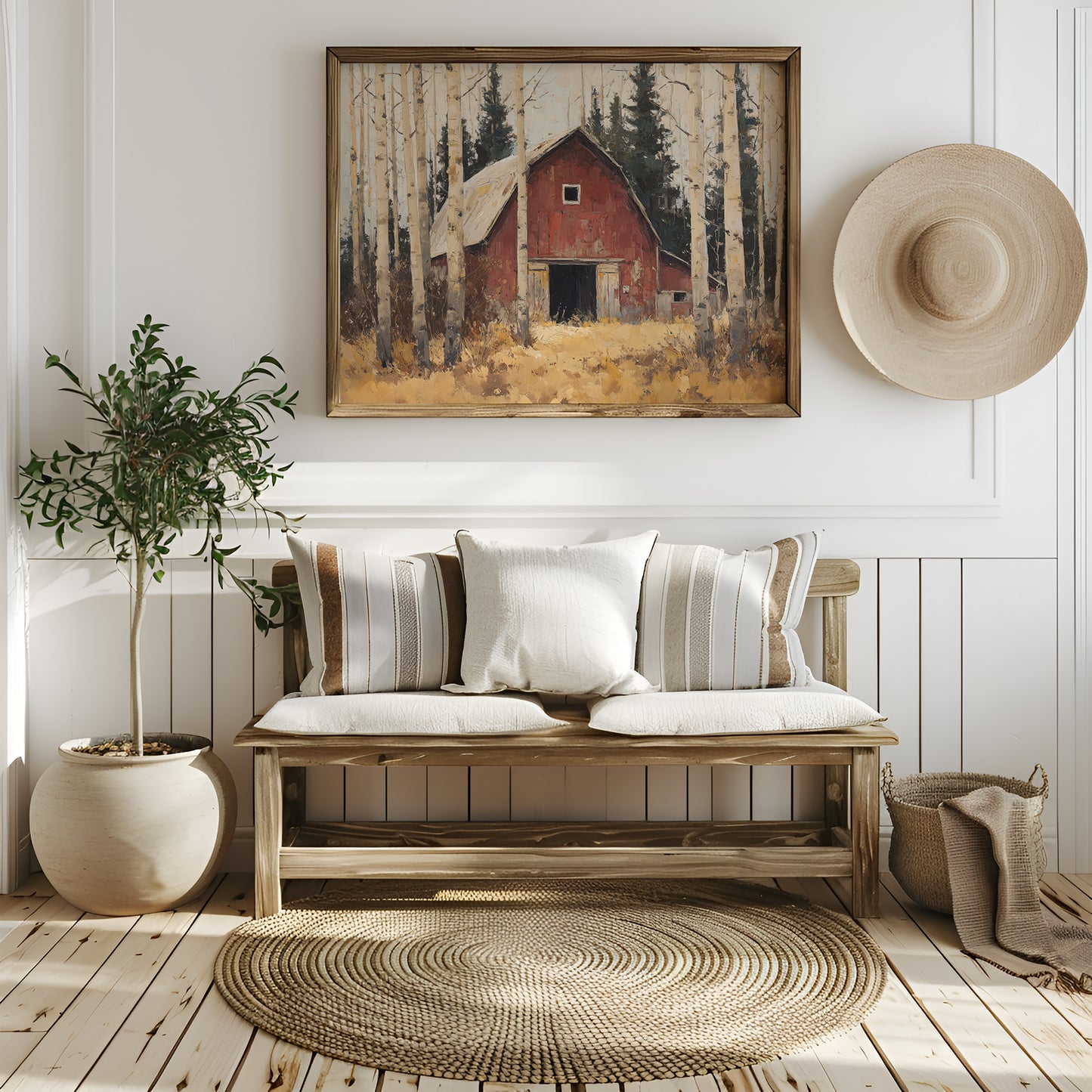 Birch Trees Guard Autumn's Barn