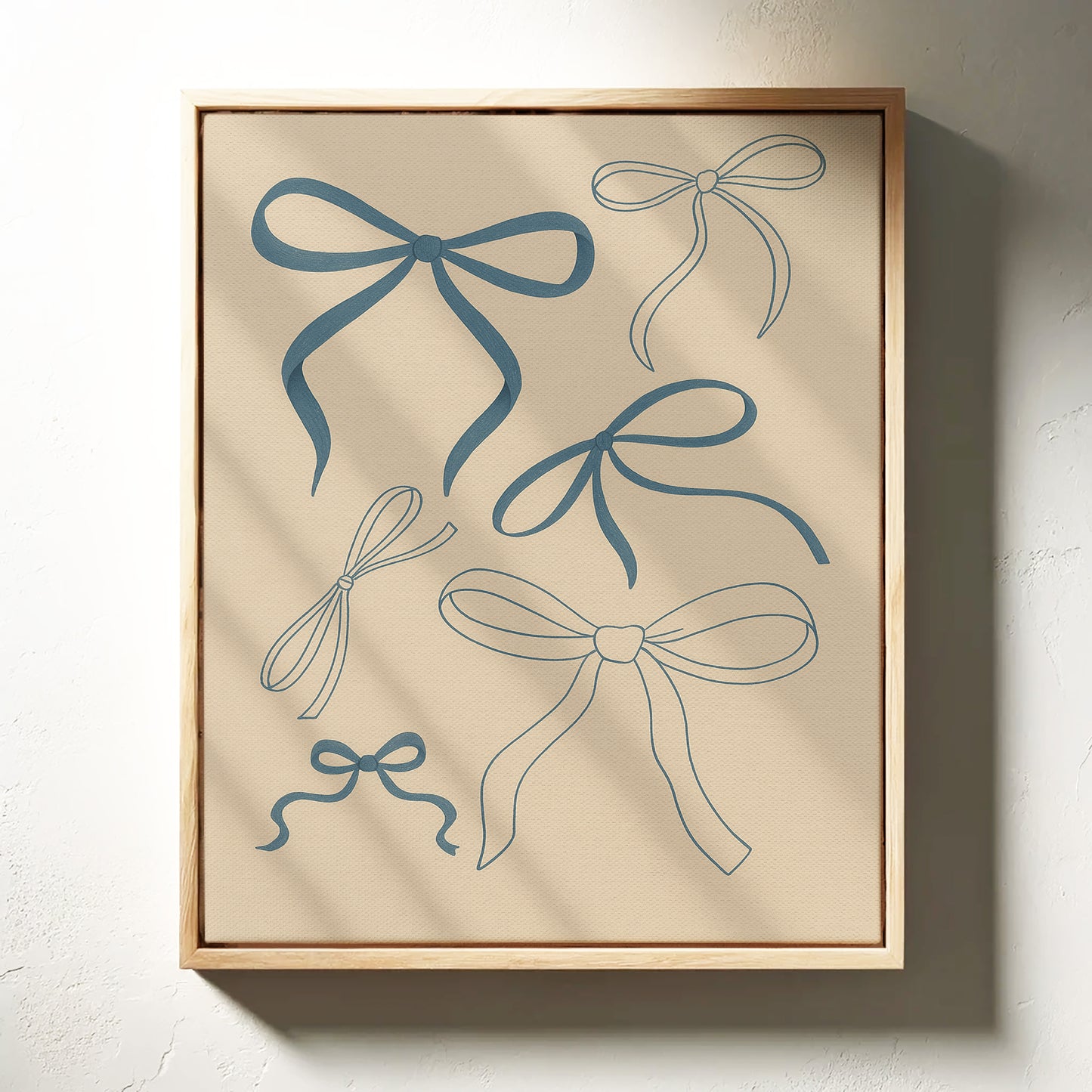 Whimsical Blue Bows Minimalist Print