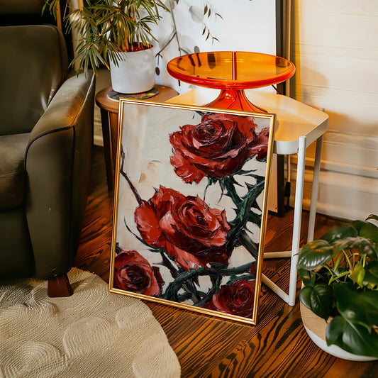 Crimson Roses with Thorns