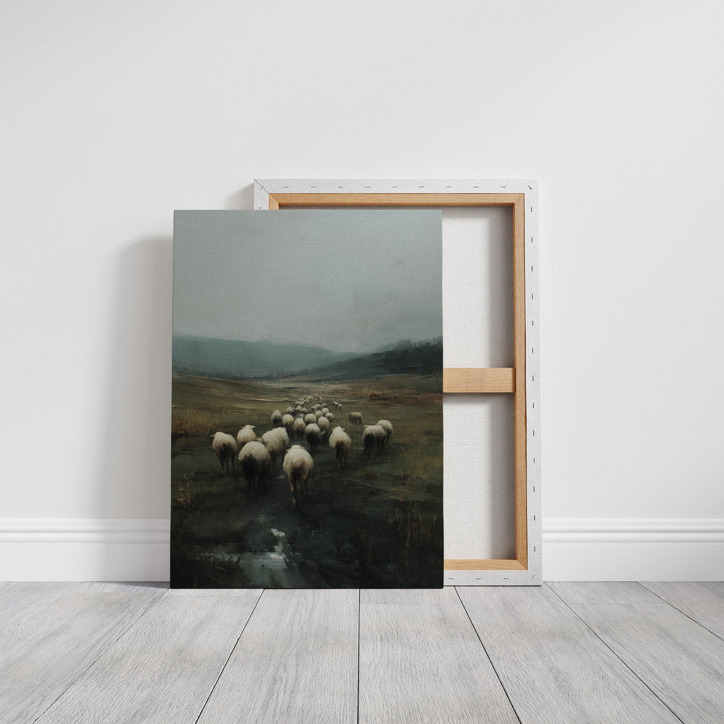 Flock Wanders Through Misty Moors