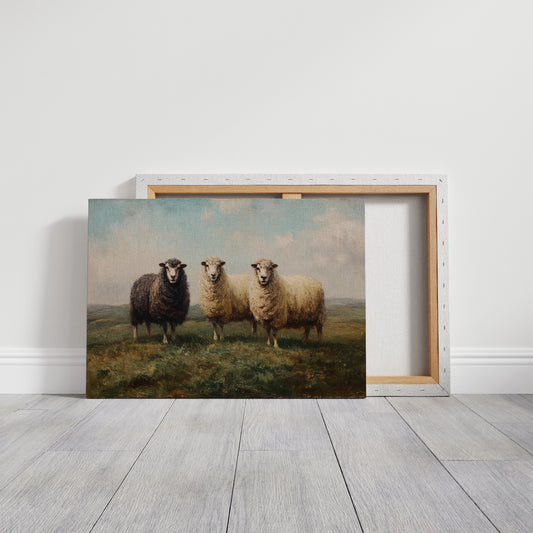 Three Sheep Stand Watch At Dawn