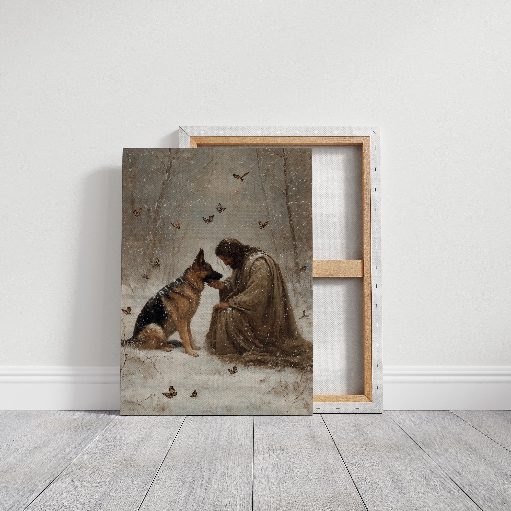 Winter's Bond Amid Dancing Butterflies