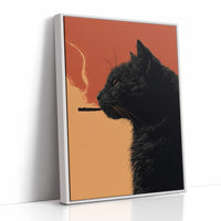 Midnight Rebellion: Feline's Smoky Contemplation
