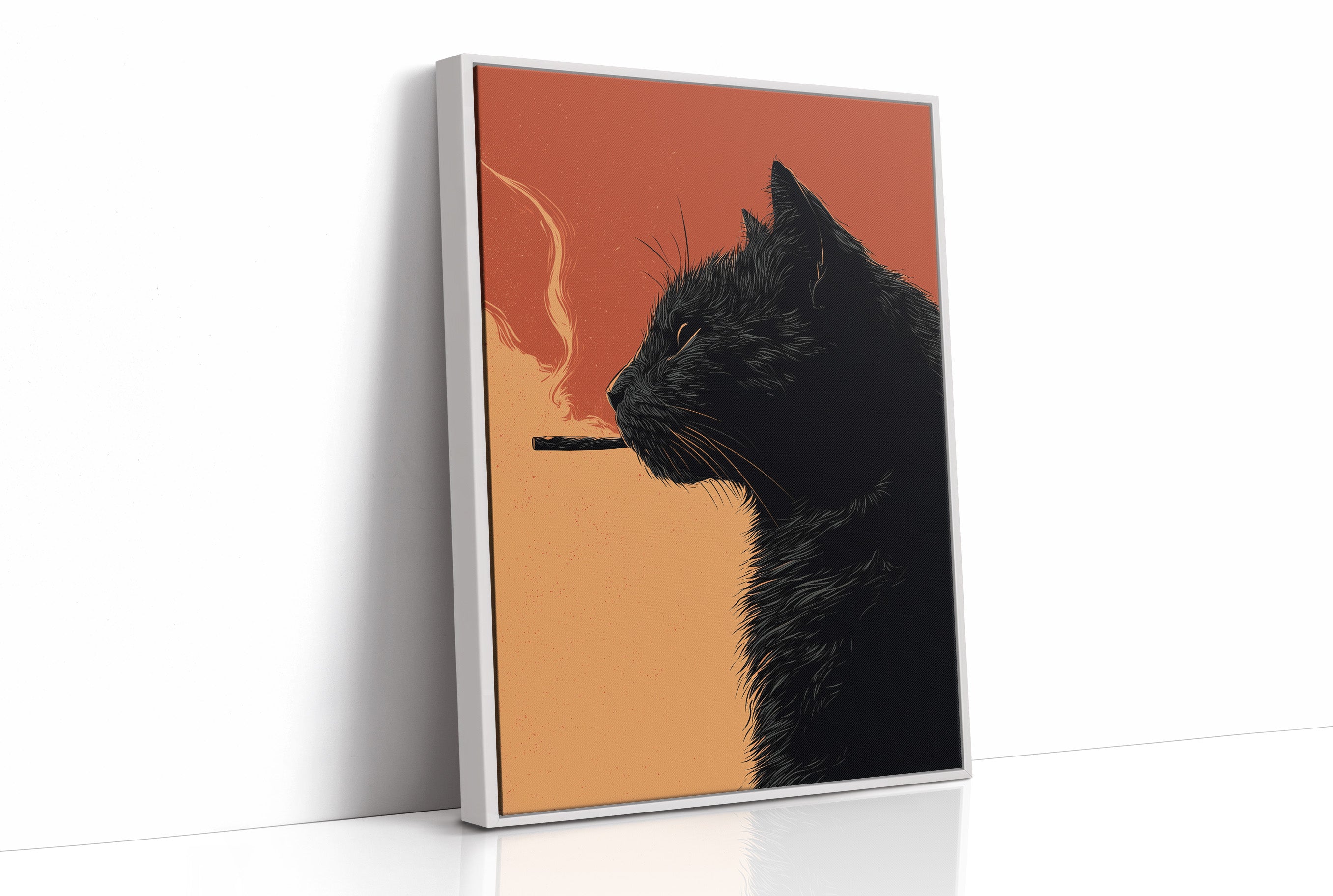 Midnight Rebellion: Feline's Smoky Contemplation
