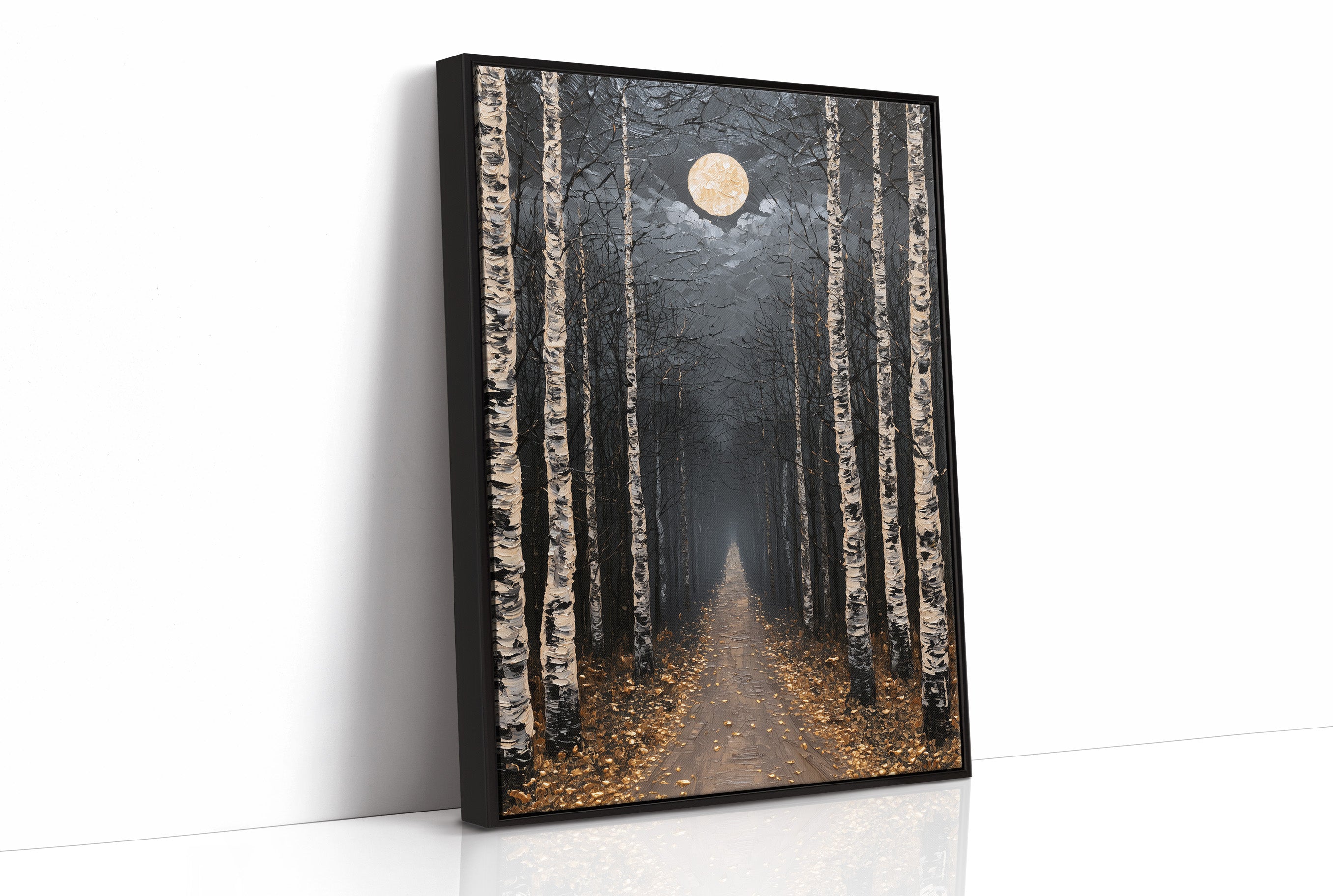 Birch Avenue Under Golden Moon