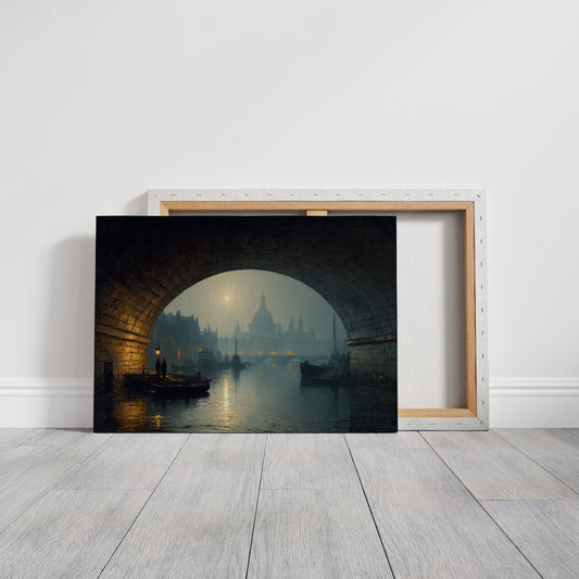 Thames Moonlight Through Stone Archways