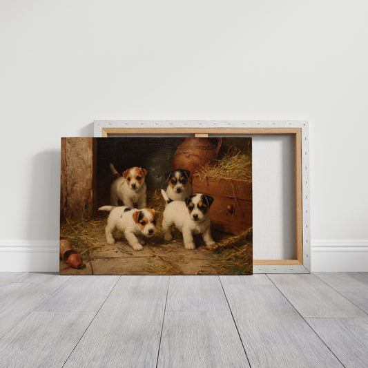 Terrier Pups Plot Barn Adventures