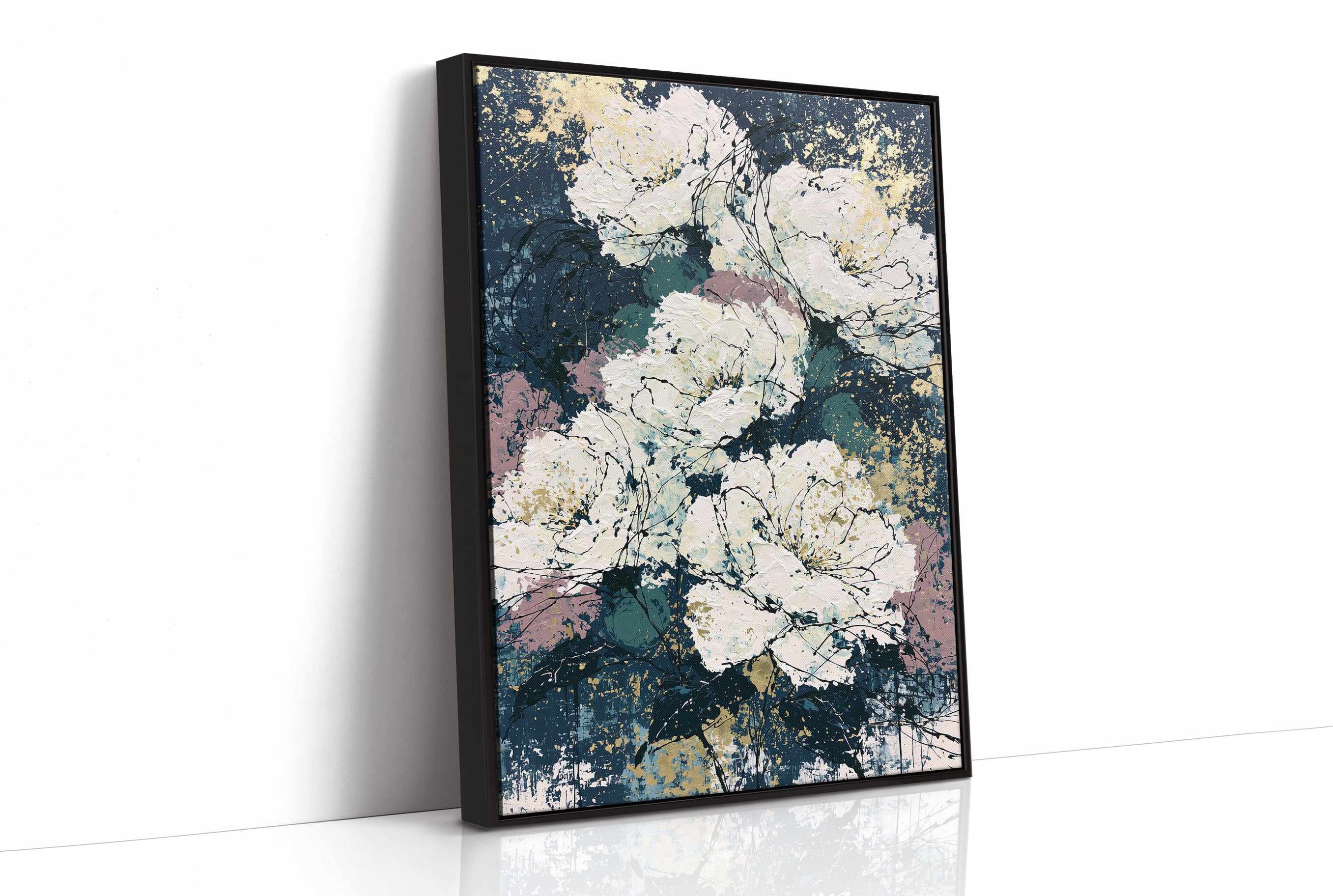 Midnight Blooms in Gold Leaf