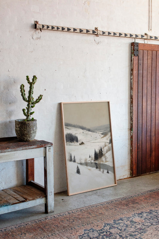 A Cabin Stands Amidst Winter's Embrace