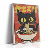 Retro Ramen Cat Poster – Japanese-Inspired Noodle Lover Wall Art
