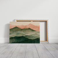 Coral Dawn Over Green Ridges