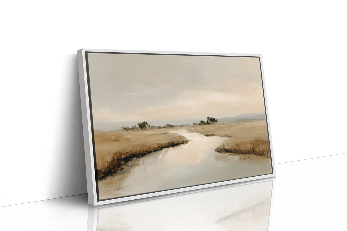 Whispered Reflections Across Ivory Marshlands