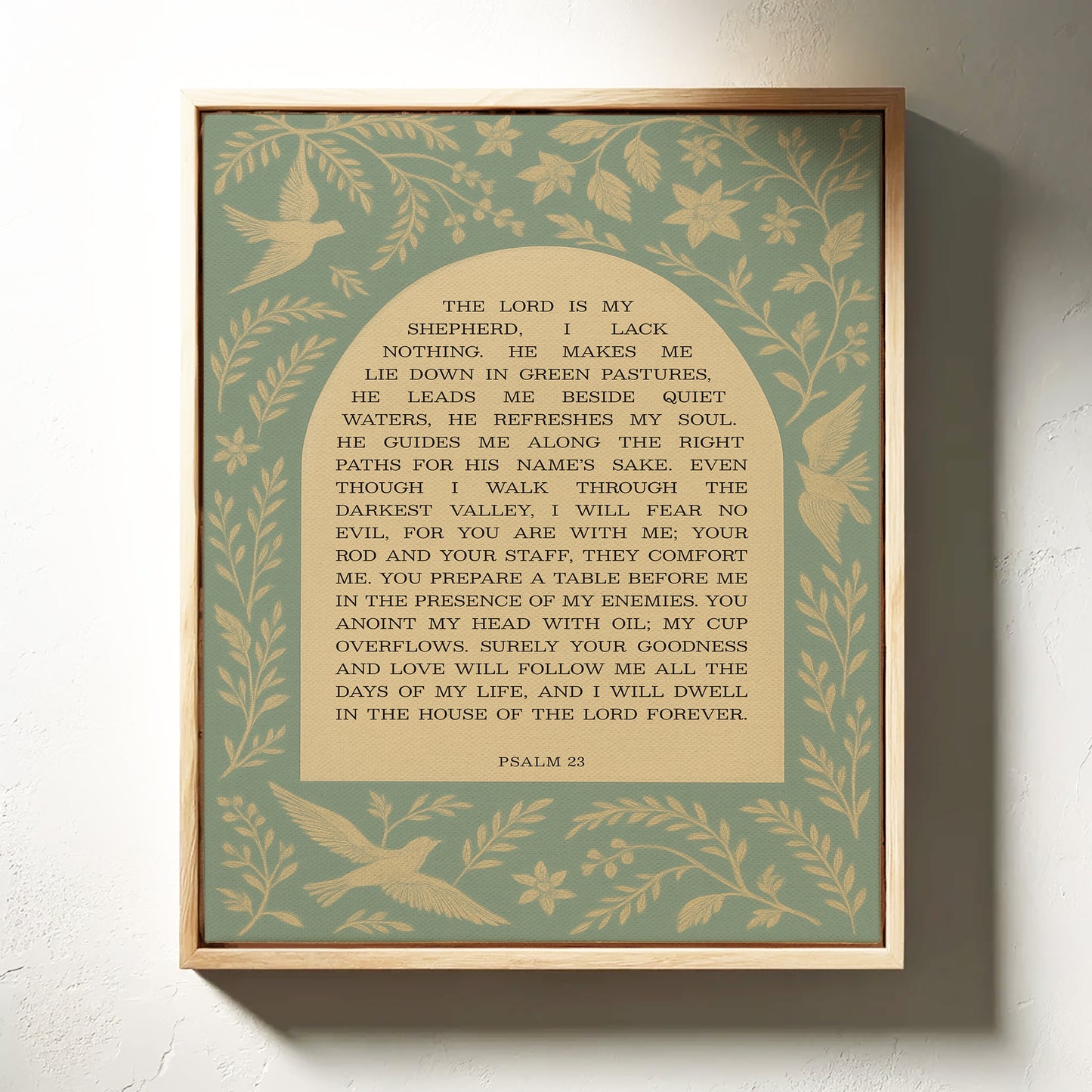 Psalm 23 Scripture with Doves and Florals