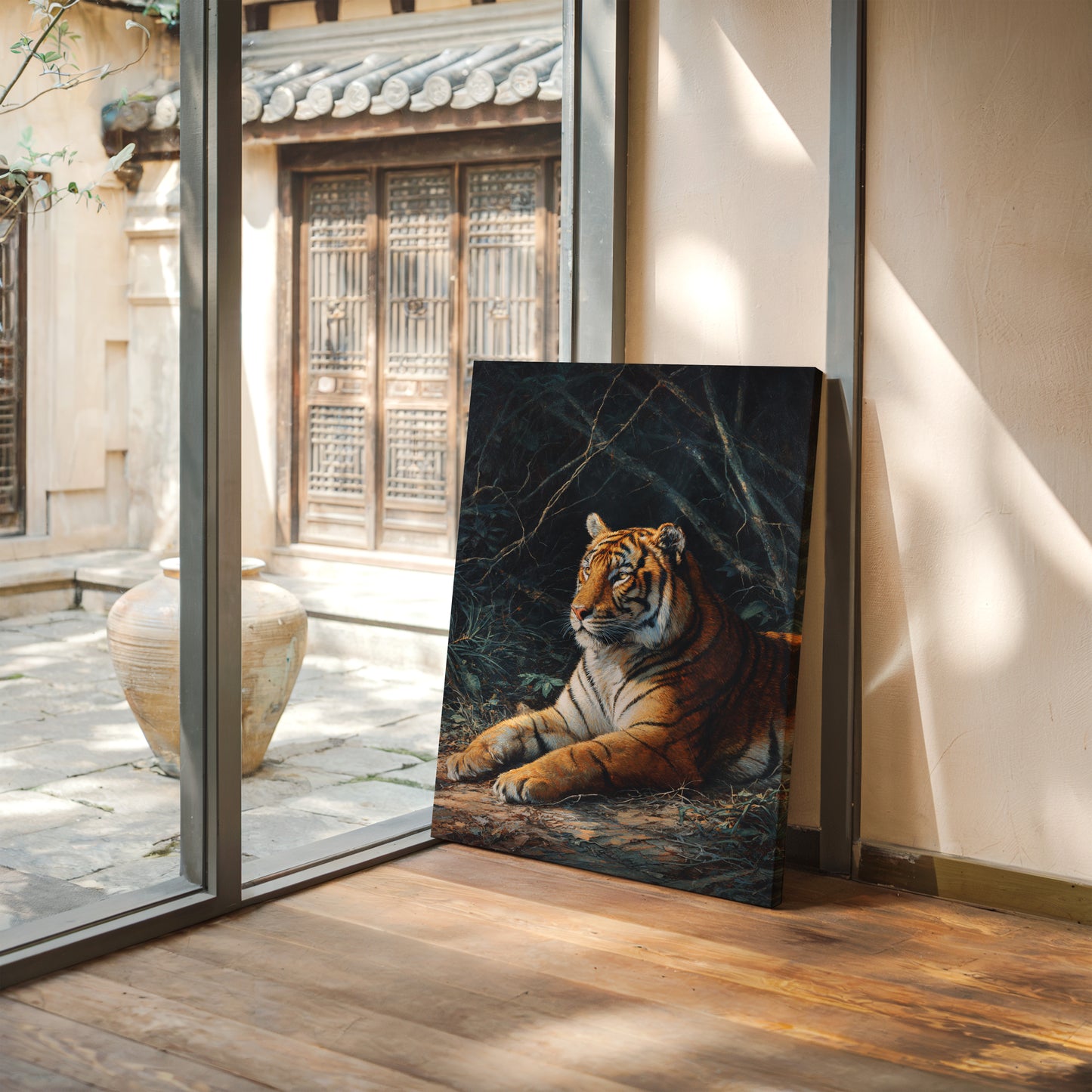 Regal Tiger Against Midnight Marble